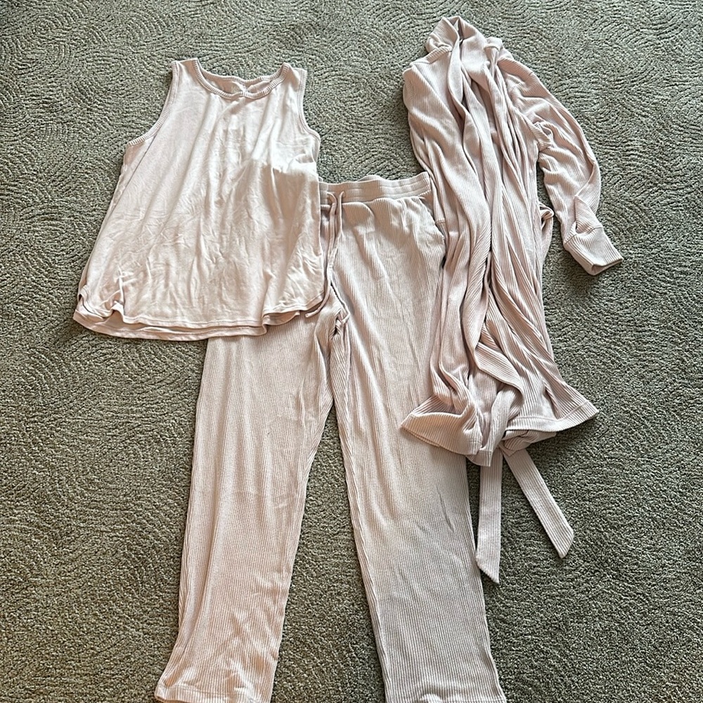 Lands End ribbed Pink women's PJ set